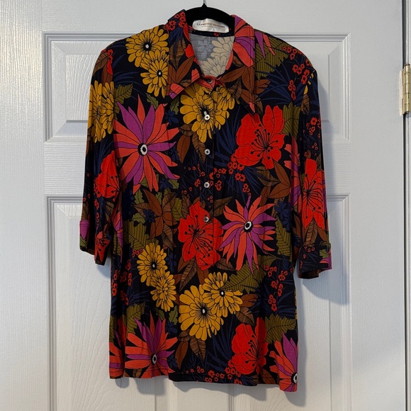 La Prestic Ouiston Tops - La Prestic Ouiston Floral Multicolor Blouse Women Size 4 (equivalent to an XL)